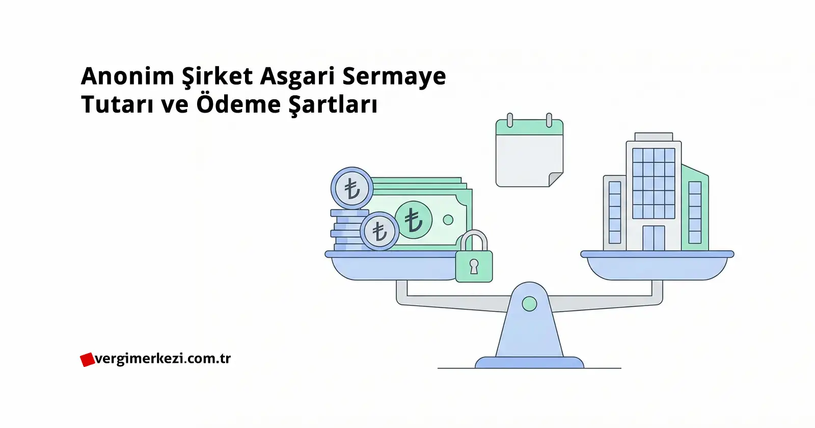 anonim şirket asgari sermaye tutarı (TL) ve blokaj şartlarını gösteren denge terazisi illüstrasyonu.